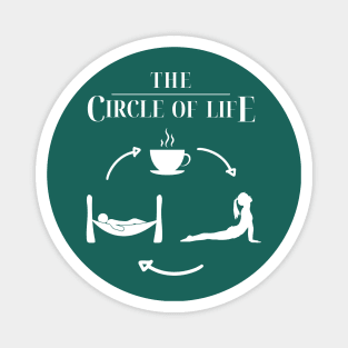 Coffee, Yoga, Sleep, Repeat. The Circle of Life [white print] Magnet